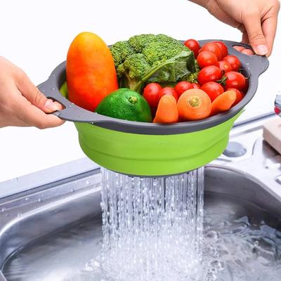 Складное сито Корзина для мытья фруктов и овощей Дуршлаг Сушилка для посуды Силиконовый дуршлаг Складная сушилка Кухонные гаджеты