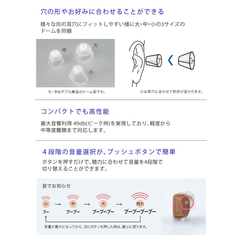 ONKYO Слуховой аппарат серии бежевый левое ухо OHS-D21