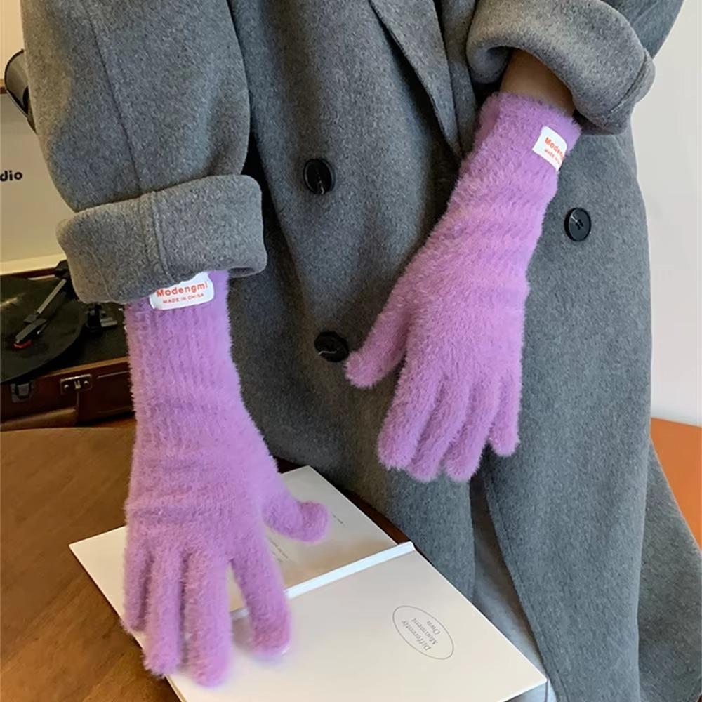 Korean Style Warm Gloves Touchscreen Full Finger Mittens High Quality Winter Knitted Gloves Women