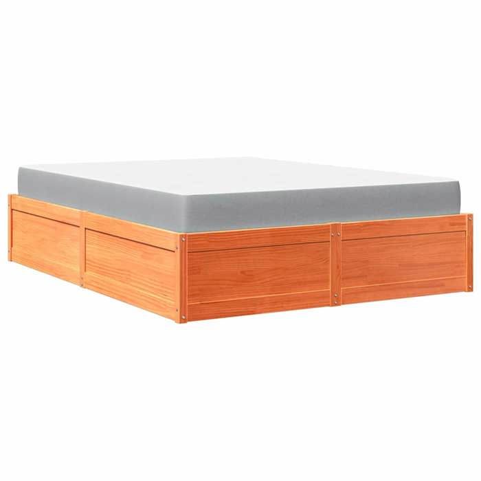 Maison Exclusive - Lit avec matelas cire marron 140x200 cm bois massif de pin