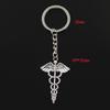 Fashion 30mm Key Ring Metal Key Chain Keychain Jewelry Antique Bronze   Caduceus Medicine Symbol 49x30mm Pendant
