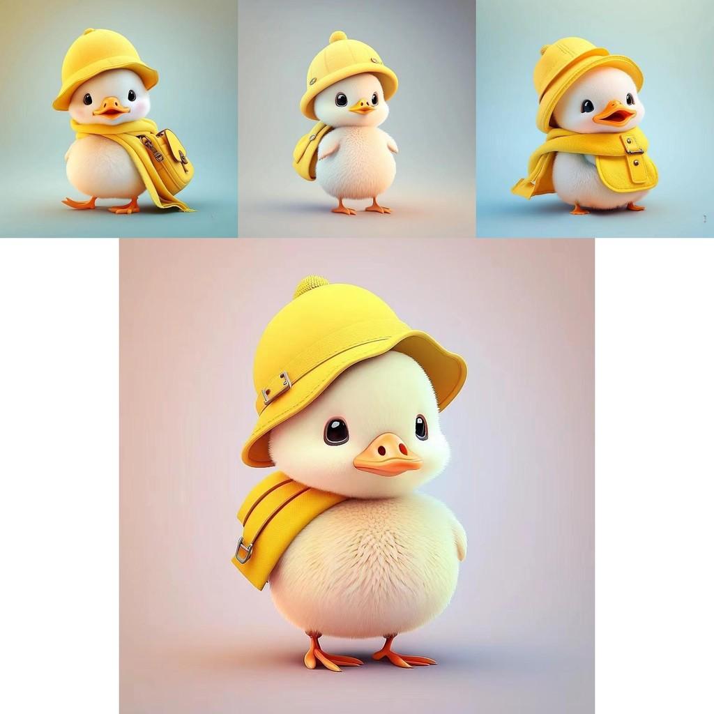 Cartoon Little Yellow Duck Wearing Hat Car Pendant With Acrylic Flat Surface Design For Car Interior Decor