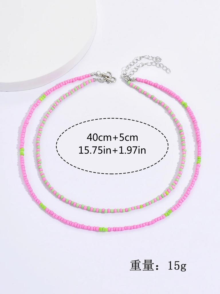Boho Double Layers Seed Beads Necklace for Women Collar Charm Handmade Aeesthethic Bead Femme Neck Jewelry Party Gifts