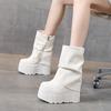 Height-increasing Shoes, Trouser Boots, Women's Soft Leather Thick-soled Waterproof Mid-calf Ankle Boots
