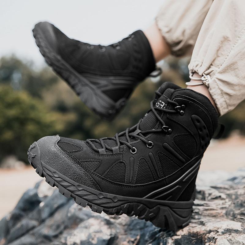 Outdoor climbing mountaineering new hiking tactical boots medium and high top large size field training shoes