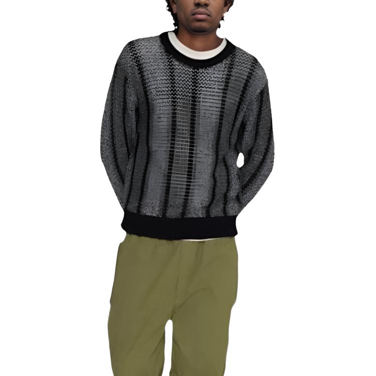 Stussy Свитер с полосками и круглым вырезом FW22 Унисекс Черный 117148