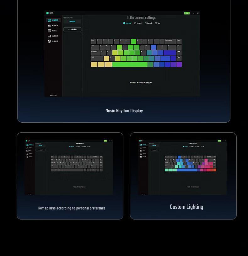 K68 Трехрежимная проводная RGB механическая игровая клавиатура, 68 клавиш