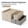 Fabric Drawer Organizer for Underwear Socks Bra Stackable Divided Storage Box with Handle Closet Wardrobe Space Saving