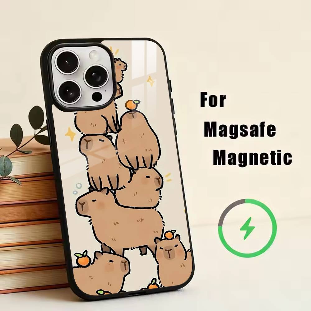 Cute K-Kawaii Capybara   Phone Case For iPhone17,16,15,14,13,12,11 Plus,Pro Magnetic with Magsafe Wireless Charging