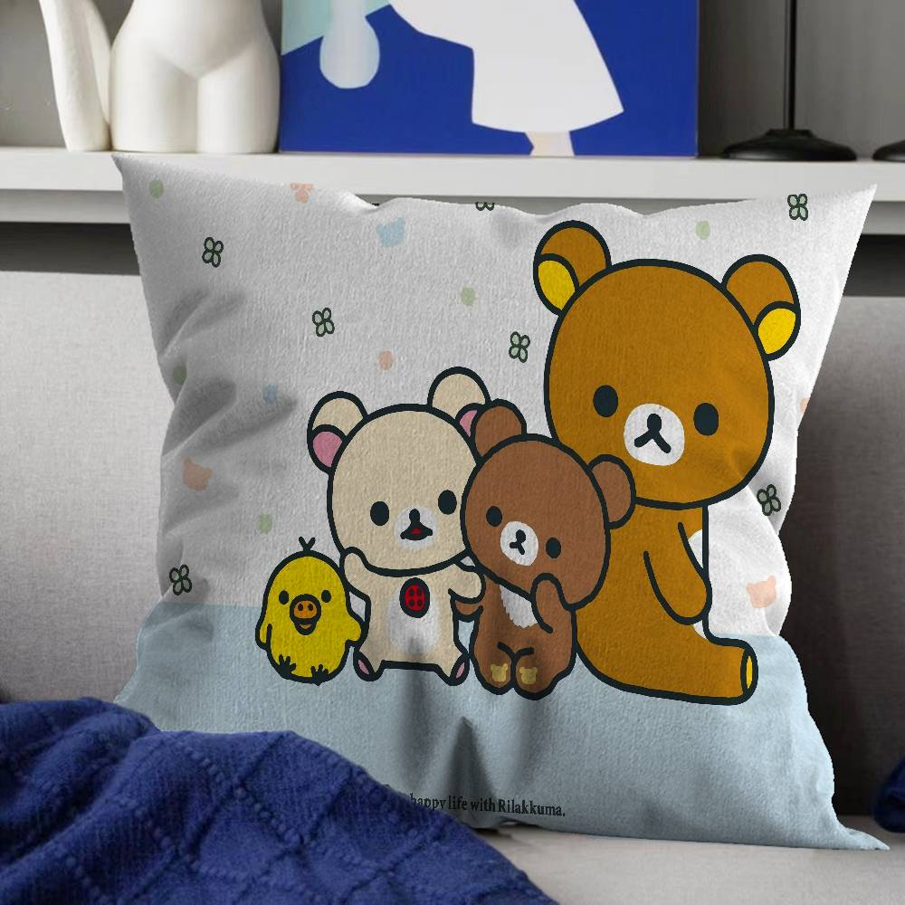 RRilakkuma Cartoon Anime Pillow Covers Cartoon Sofa Decorative Home Doublesided Printing Short Plush Cute Cushion Cover