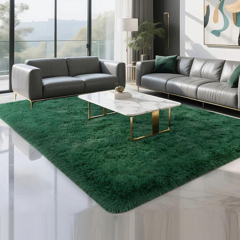 Темно-зеленый матовый мягкий пушистый ковер Нескользящие коврики для гостиной/спальни/детской – Роскошный плюшевый ковер Декор комнаты