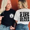 Мой другой транспорт - его борода Футболка Байкерская футболка Подарок мотоциклисту Футболки Смешные футболки для жены Одежда для любителя мотокросса для женщин Топы