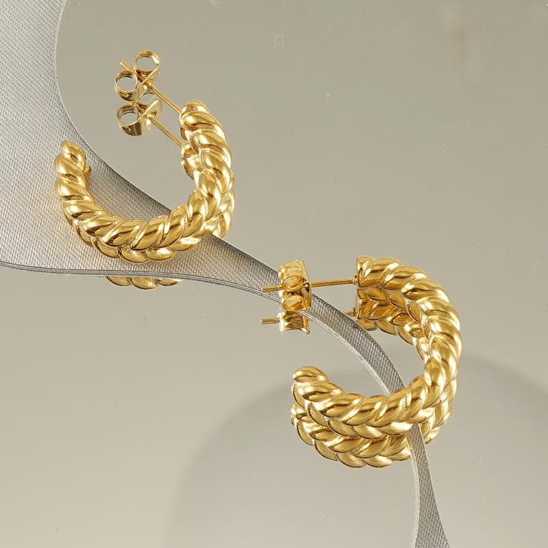 Новые французские изысканные серьги-гвоздики из титановой стали, серьги из 18-каратного золота, американские ретро-серьги для женщин