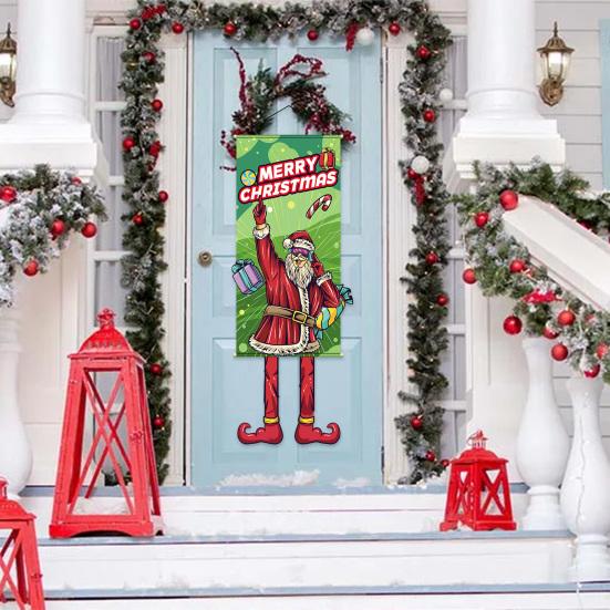 Christmas Flags Door Banner Xmas Element Foldable Easy To Hang Create Festive Atmosphere Home Decoration