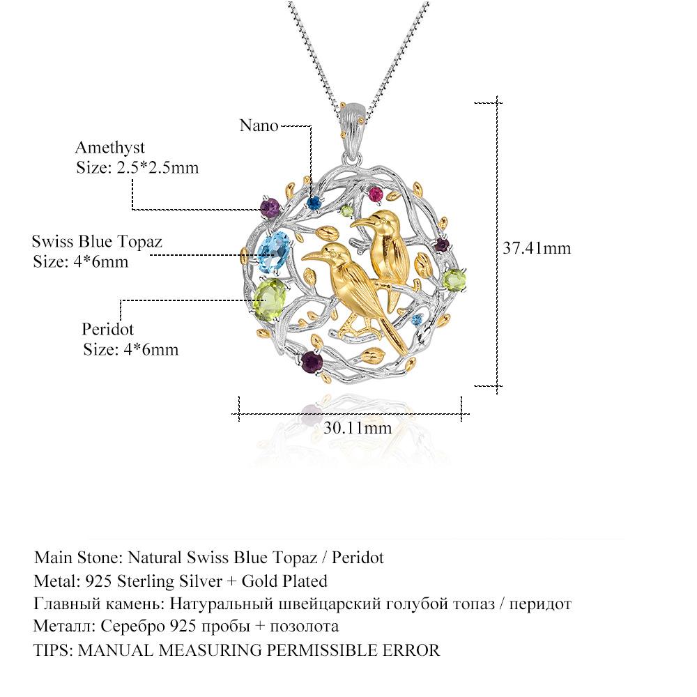 Оригинальный дизайнерский элитный персонализированный кулон. Подвеска-ожерелье из серебра 925 пробы с натуральными драгоценными камнями.