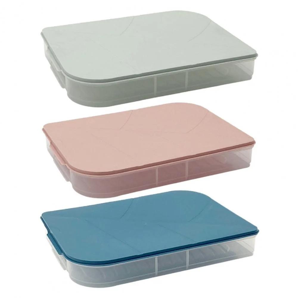 Штабелируемый пластиковый контейнер Поднос для хранения продуктов с крышкой Многослойный холодильник Коробка для пельменей Органайзер для кухонного хранения