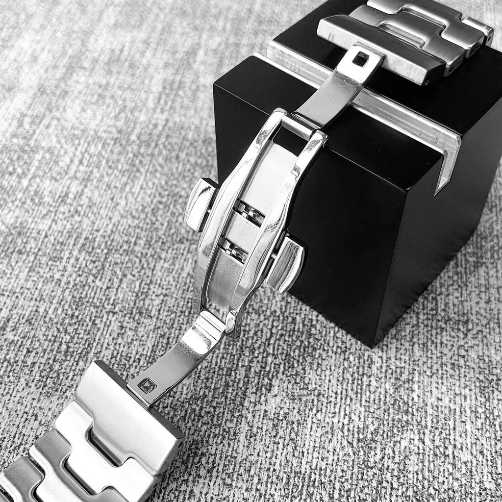 Ремешок титанового цвета для Apple Watch Series 11 46 мм 42 мм, ремешок из нержавеющей стали H-образной формы, браслет для iWatch Ultra 3 2 49 мм 45 мм 40 41 мм SE3 44 мм