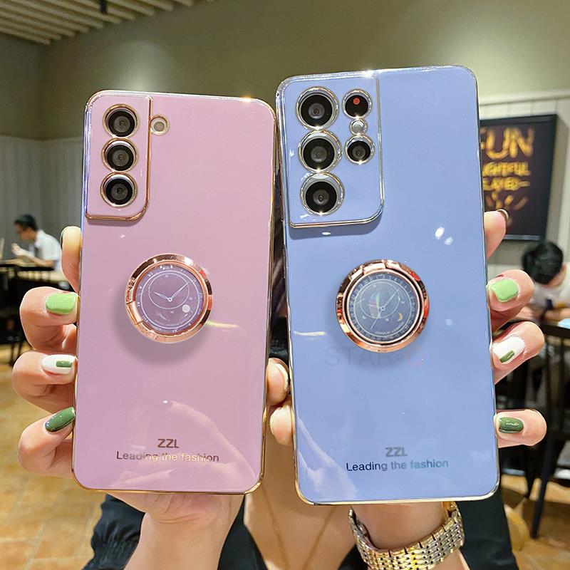 Чехол-подставка с кольцом S 23 для Samsung Galaxy S23 Plus S22 Ultra S21 S20 Fe с роскошным покрытием и силиконовым покрытием на S23plus S23ultra