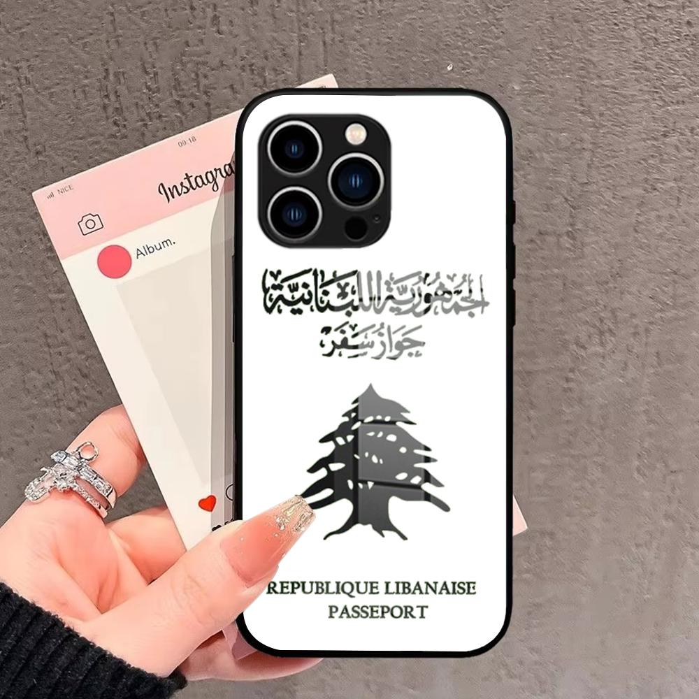 Lebanon Flag Phone Case Glass For iPhone 17 16 Promax 15 13 Pro 14 Plus 17 Pro 12 mini Galaxy S25 24 23 Black Covers