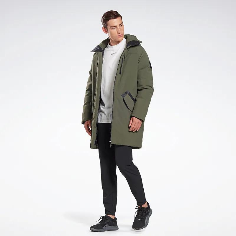 Reebok Down Jackets Men's Green Hooded Moderate Down Jacket (Unisex) Down Jackets FT0680