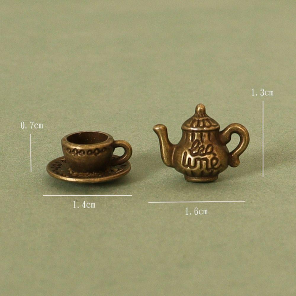 3 Colors Dollhouse Miniature Tea Alloy Tea Set Model Food and Game  Miniature Dollhouse Decorations