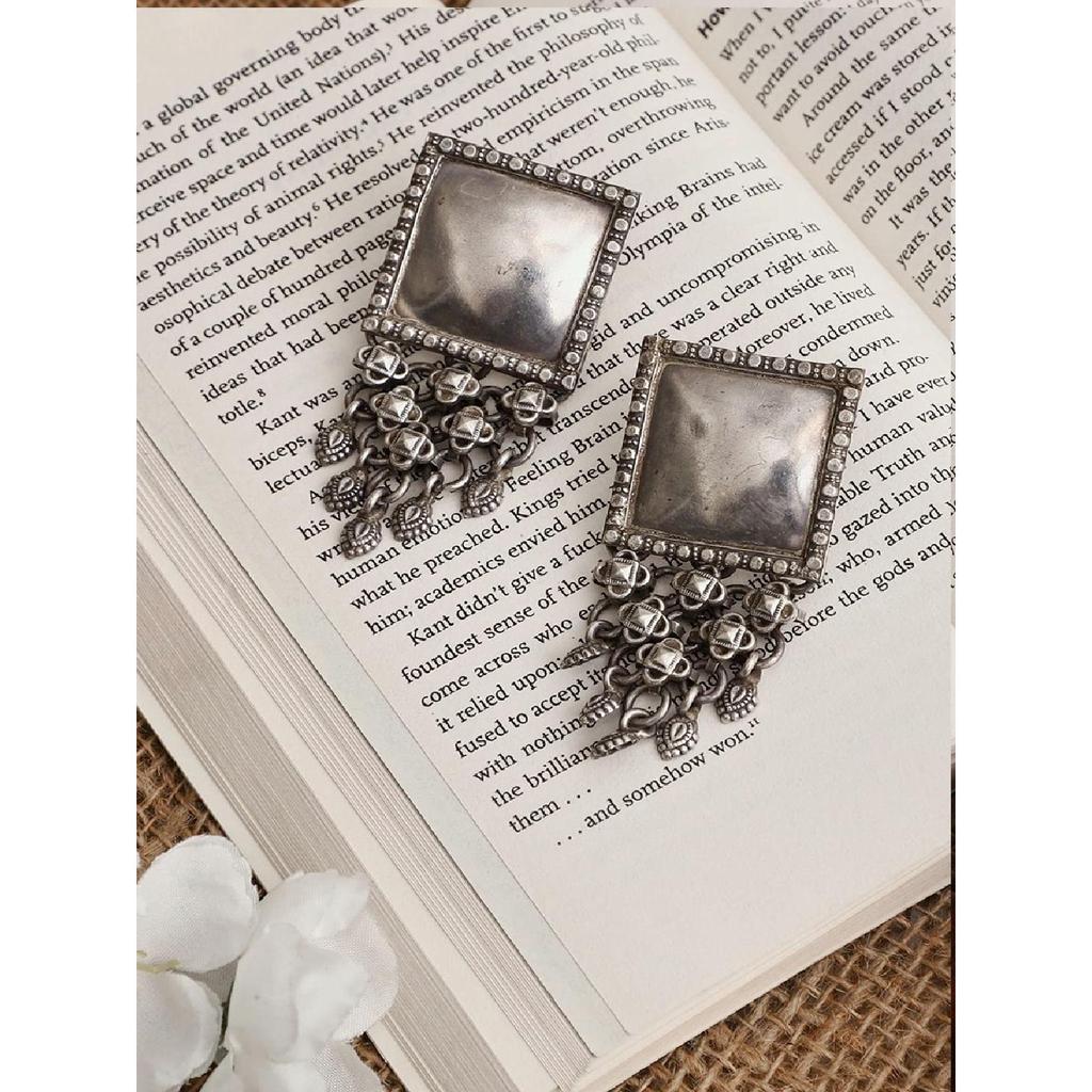 Окисленные серьги-гвоздики в стиле бохо Цвет-серебро, посеребрение для взрослых-женщин