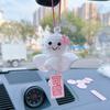 Crochet Sunny Doll Car Charm Handmade Knitted Car Rear View Mirror Hanging Ornaments for Automotive Interior Accessories