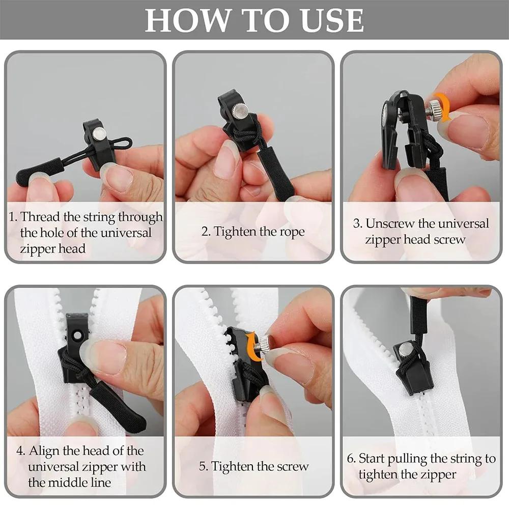 3-60Pcs Universal Zipper Repair Kit Quick Instant Detachable Zipper Head Replacement Zipper Slider Pull for 3 Different Size