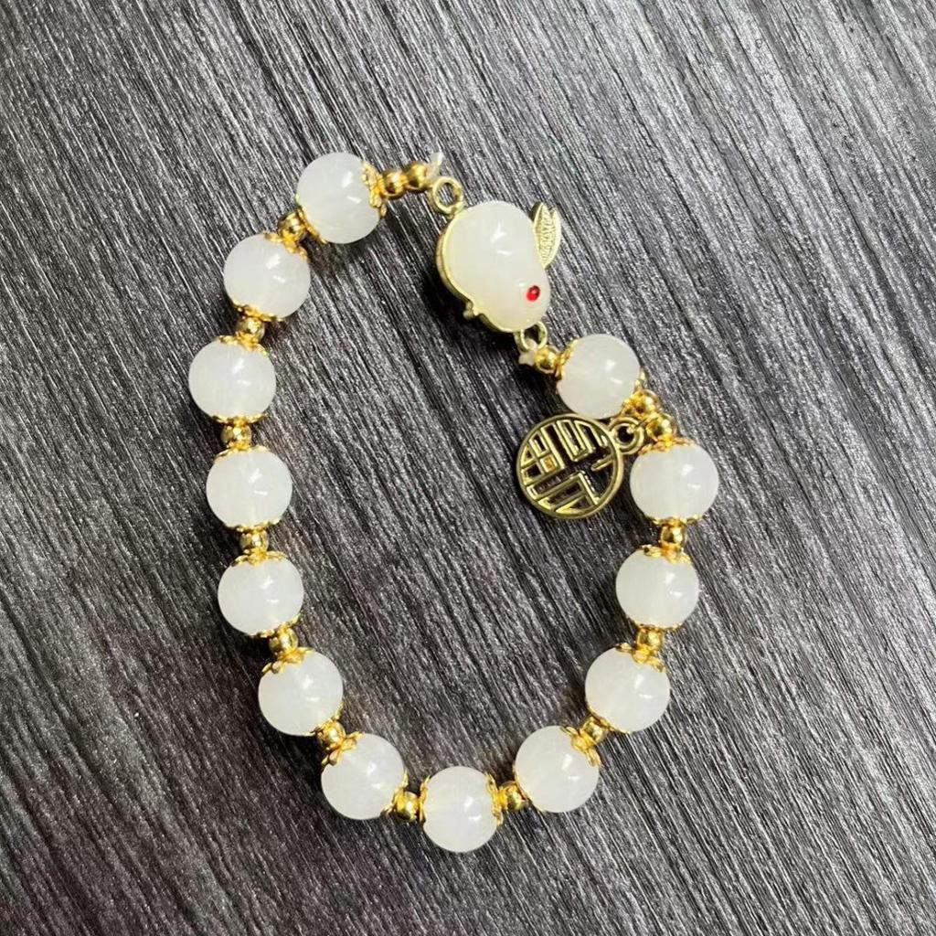 Оформление: Браслет Нафу Нефритовый Кролик Зодиак - Браслет из красного агата в древнем стиле, подарок для женщин