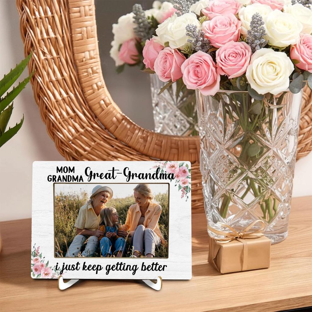 Great Grandma Gifts Picture Frame 4x6, I Just Keep Getting Better Great Grandma Gifts from Grandchild, Grandmother Photo Picture Frame Desk Tabletop