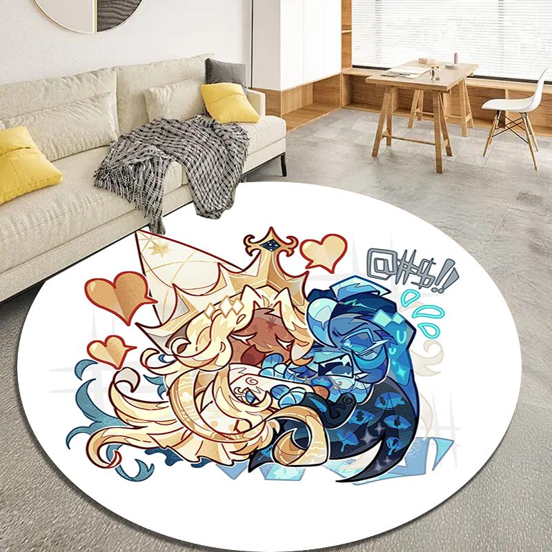 Cookie Run Kingdom Round Area Rug,Carpet Rug for Living Room Bedroom Sofa Playroom Decor,Non-slip Floor Mat19