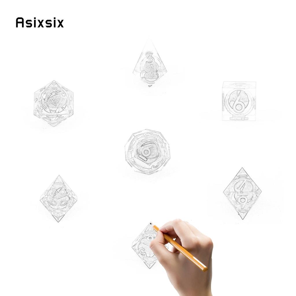 7 Pcs Blue Eyeball Golden Number Sharp Edge Resin Dice Polyhedral Dice Suitable for Role-Playing RPG Board Game