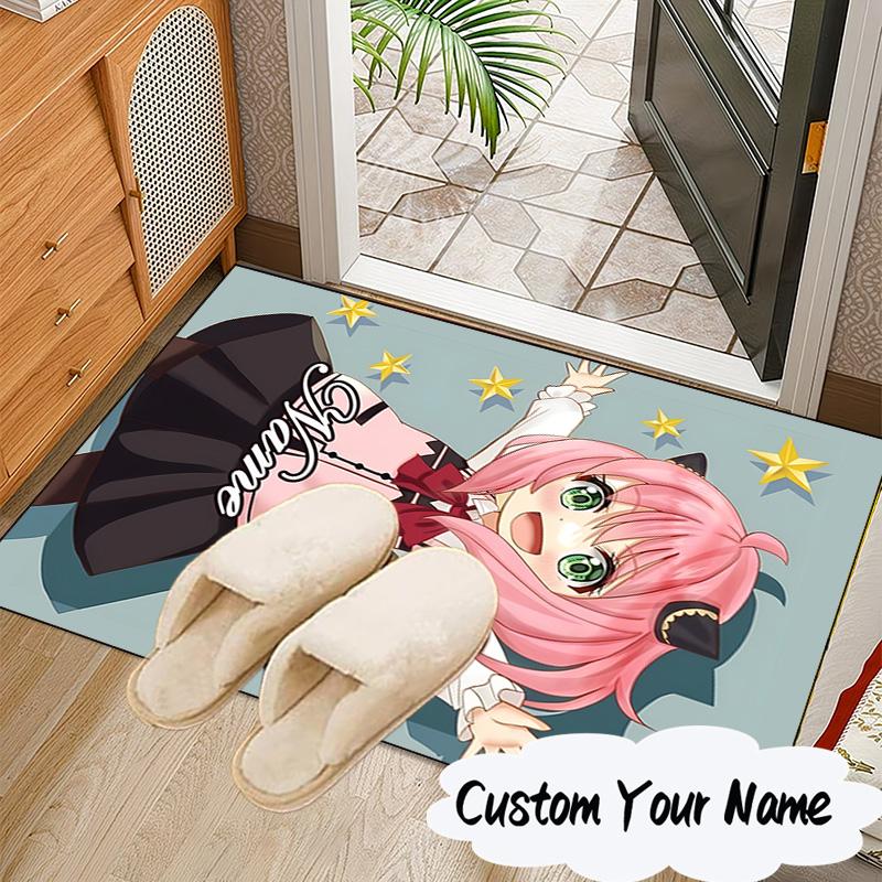 Custom Name Pink Hair Anya Carpet, Chair Rug,Area Rug for Office Bedroom living rooms bedroom, Doormat decor Christmas fan gifts