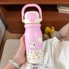 500ml Insulated Cup With Handle Thermos Water Bottle Cartoon Cartoon Straw Cup  Daily Use