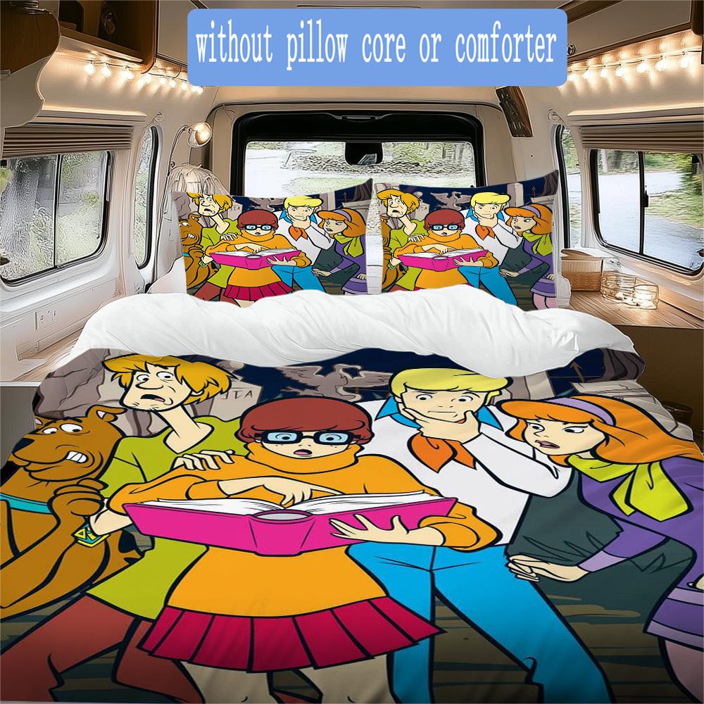 Scooby-Doo anime Pattern Bedding,Quilt Set Quilt Cover Pillowcase Home Birthday Gift (1*duvet cover+2*pillowcase,without core)XSJT0917183
