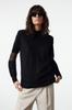 Women's Fashionable Stylish Hijab Sweater Black Tulle Detailed Knitwear Sweater