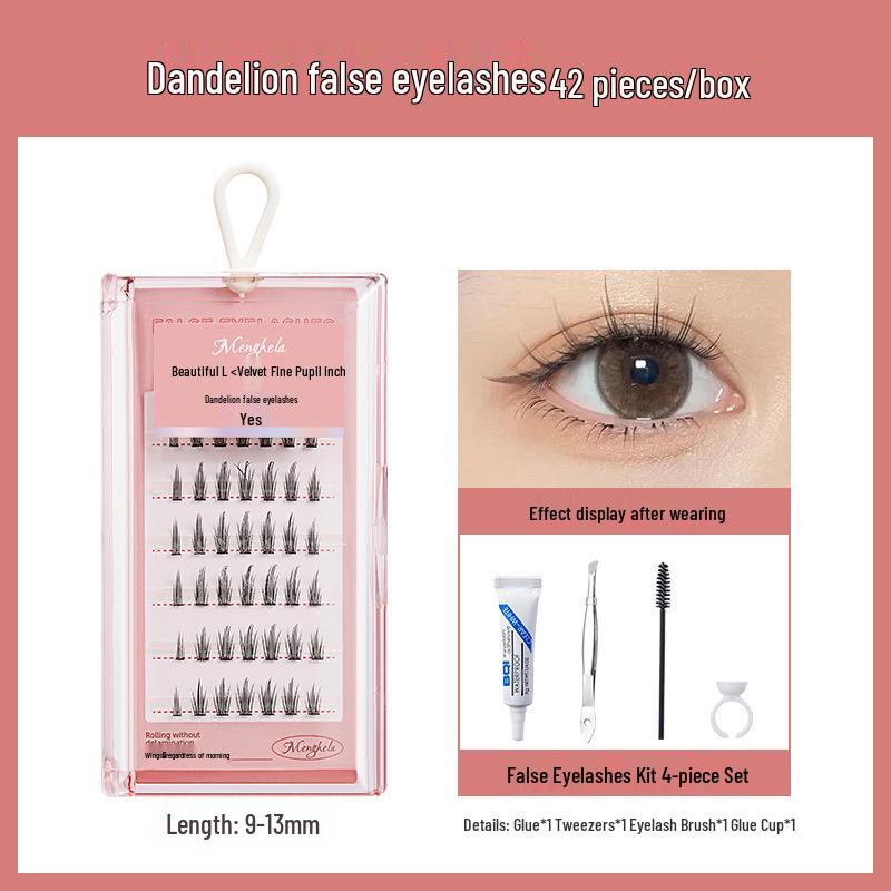 Накладные ресницы Menghela Big Eye Natural Curled - Тонкая ножка, отдельные пучки для удлинения