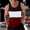 Summer Round Neck Color Blocking Patchwork Vests Fashionable Casual Sports Fitness Running Vests Sleeveless Men's Tank Tops