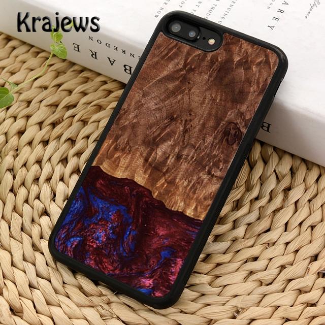 Роскошный защитный чехол Krajews из деревянной смолы для iPhone 14 5 6s 7 8 plus X XR XS 11 12 13 pro max Samsung Galaxy S21 S22ultra