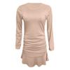 Женская мода сексуальная юбка трикотажная с длинным рукавом плиссированное платье-футляр