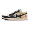 Jordan Air Jordan 1 Низкие Винтажные Баскетбольные Кроссовки с Устойчивой к Скольжению и Износу Подошвой Мужские Бежево-Черные HQ3437-101(Команда181-)