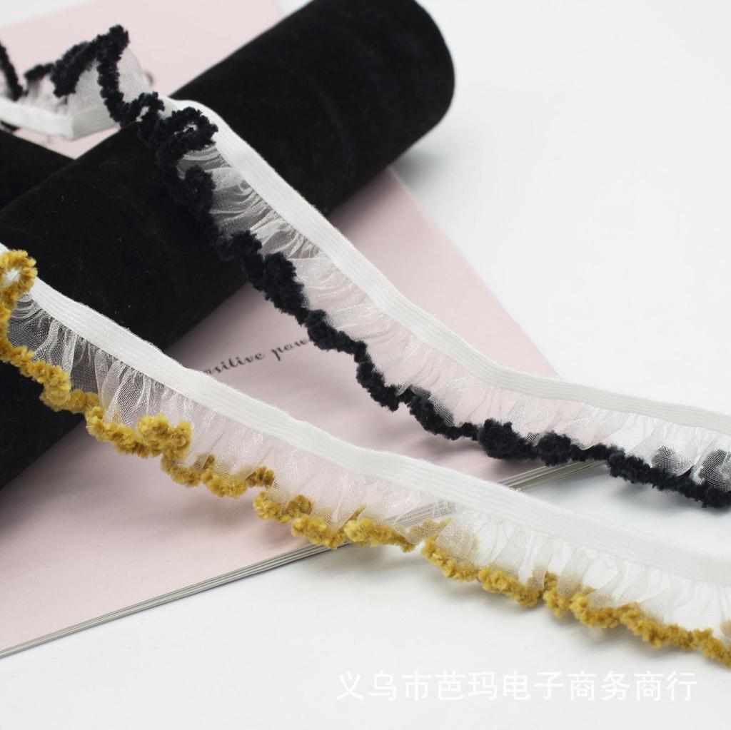 5 метров/лот 20 мм шириной Новое кружево из снежного шелка Одинарный край юбки Эластичная лента Гриб Детская одежда Эластичный головной убор Декоративное кружево