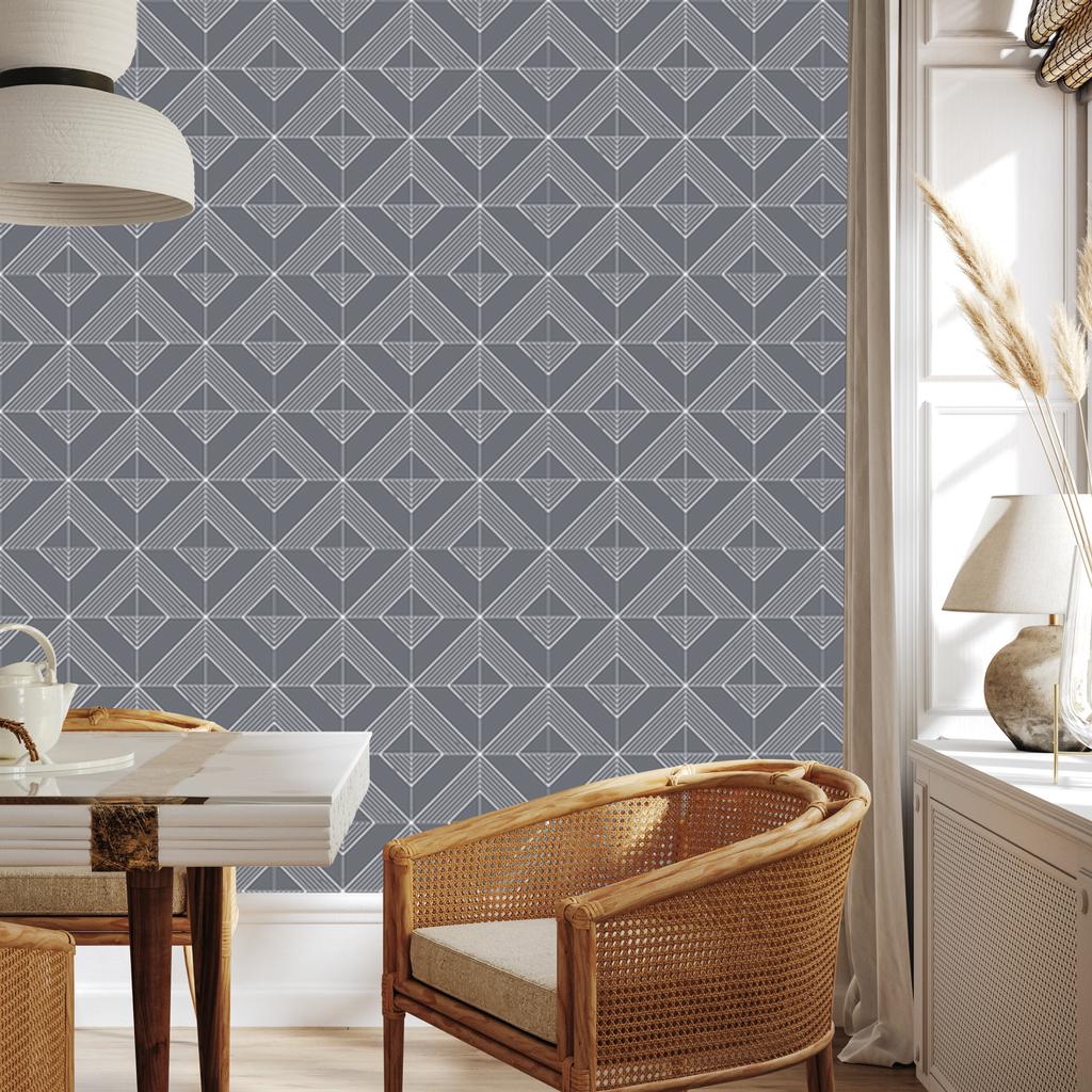 Wallpaper Geometric Pattern Gray for Living Room and Bedroom 50x1000