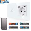 Eu Smart Switch With Usb Power Socket Plug Wall Power Crystal Glass Panel 16a Type-c Interface Socket 157mm Plug Grounding