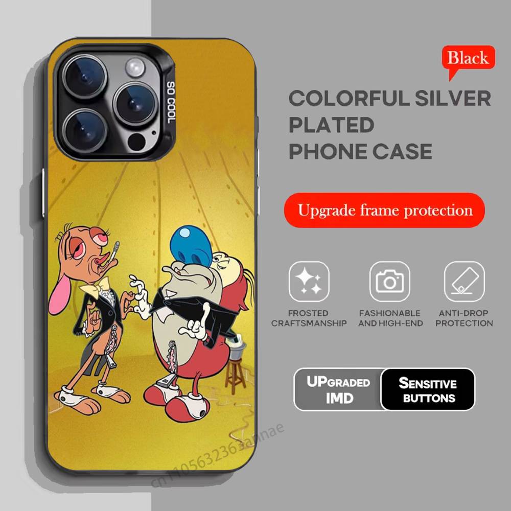 Anime Ren and S-stimpy Phone Case for iPhone 15 16 Pro Max Air SE 11 13 Pro 14 Plus 12 11Pro 15Pro Max 16e Cover