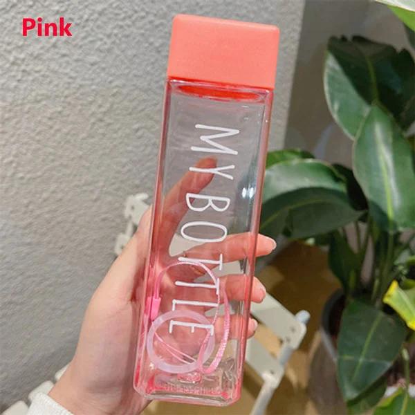 1 шт. 480 мл Портативный квадратный пластиковый стакан для воды для улицы, бутылки для напитков, сока, воды(Только бутылка)