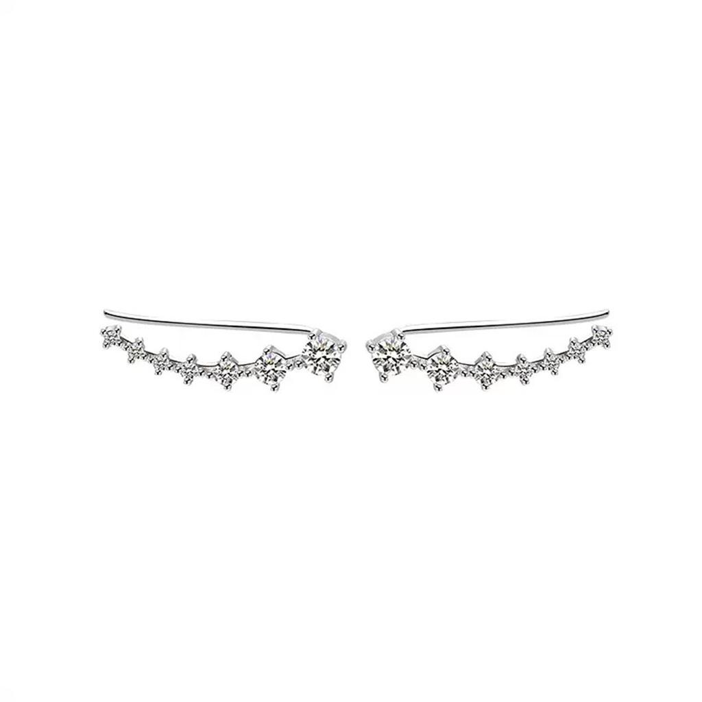 Vewant High Quality Boucles D'oreilles Piercing Rhodium Plated Classic Sparkling Piercing Ear Crawlers Climber Earrings Woman