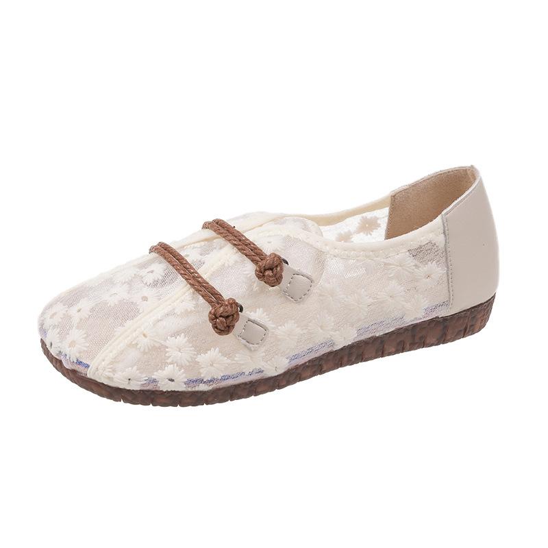 2024 Summer Minimalist Mesh Hollow Flat Shoes for Women Soft Sole Comfortable and Anti Slip Shoes for Pregnant Women and Mothers