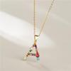 2021 Mixed Gemstone Inlaid Clavicle Necklace: 26-Letter Color-Preserving Electroplated Design for Women, Popular In Europe and America