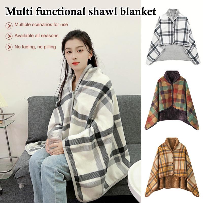 Women's Scarf Winter Japanese Korean Style Minimalist Plaid Shawl Winter Scarves Woman Portable Warm Air Conditioning Blanket